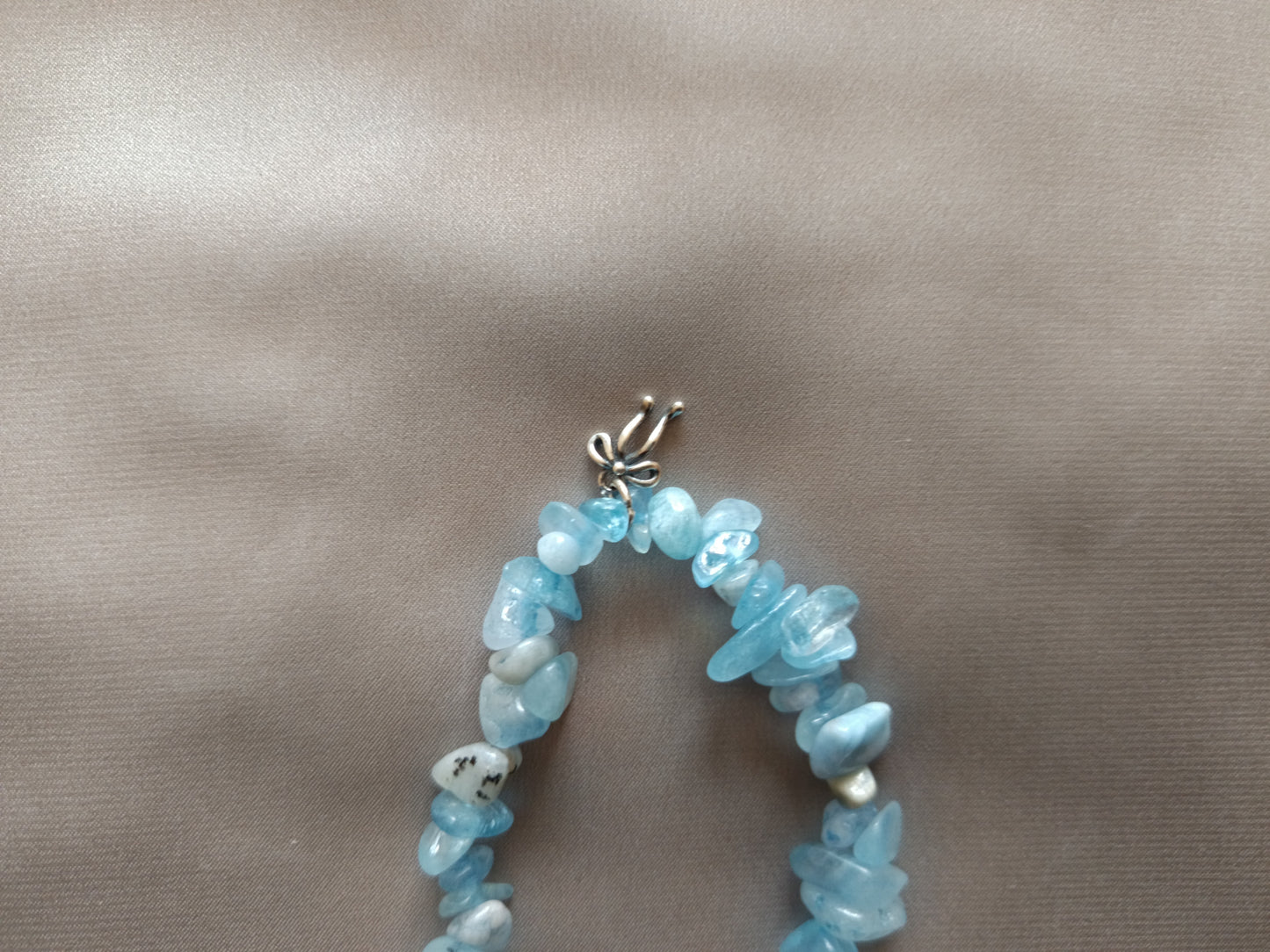 Aquamarine Double Wrap Bracelet with Herbal Incense Beads and Sterling Silver charm