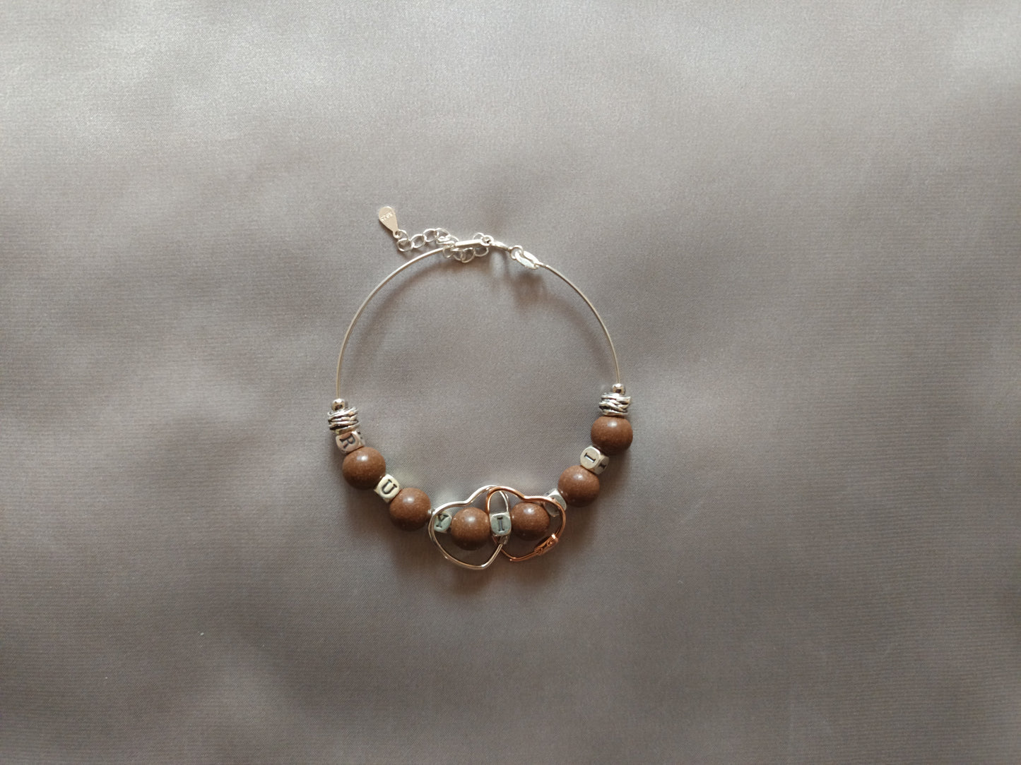 Customizable Incense Charm Bracelet sterling silver name alphabet linked hearts