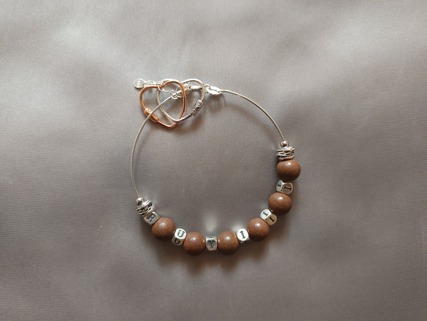 Customizable Incense Charm Bracelet sterling silver name alphabet linked hearts