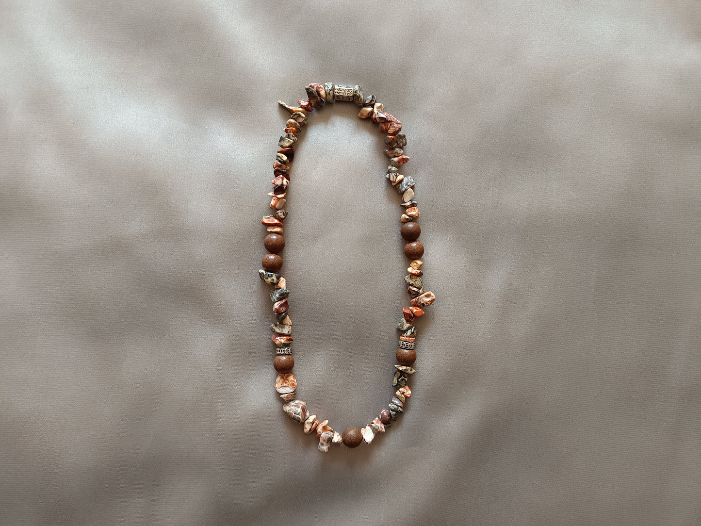 Organic leopard print Jasper with Osmanthus incense beads, promotes self-discovery, courage and action. Chinese auspicious and herbal incense beads - refreshing and uplifting, calming and soothing.