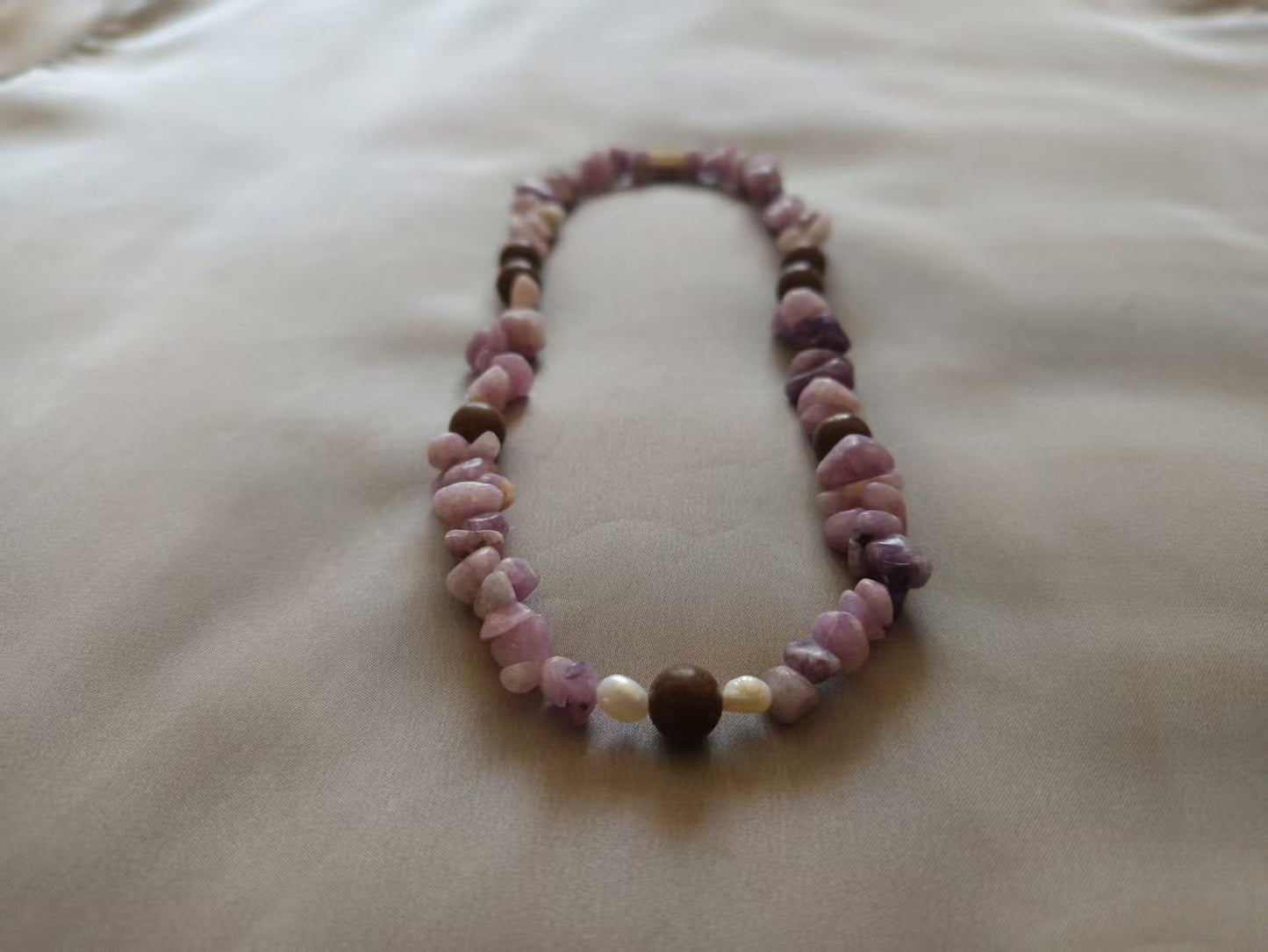 Lilac Jade Double Wrap Bracelet/Choker with Herbal Incense Beads and Sterling Silver Charm