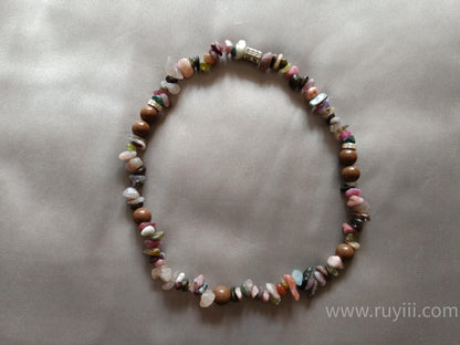 Rainbow Tourmaline & Botanical Aromatherapy Bracelet with S925 Silver Mantra Charm | Joy & Focus