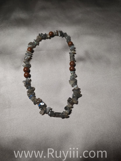 Grey & White Moonstone Herbal Aromatherapy Double Wrap Bracelet with S925 Silver Mantra Charm