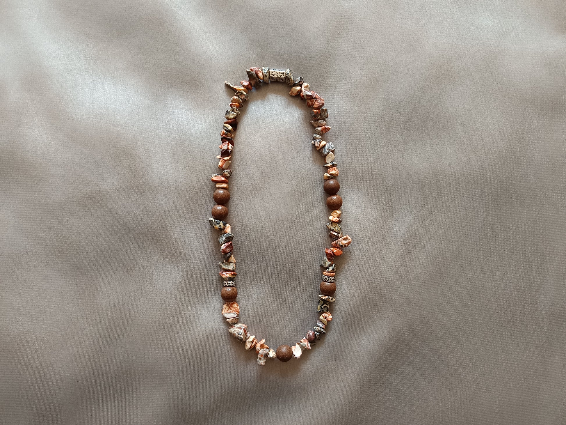 Organic leopard print Jasper with Osmanthus incense beads, promotes self-discovery, courage and action. Chinese auspicious and herbal incense beads - refreshing and uplifting, calming and soothing. 