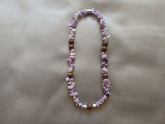 Lilac Jade Double Wrap Bracelet/Choker with Herbal Incense Beads and Sterling Silver Charm
